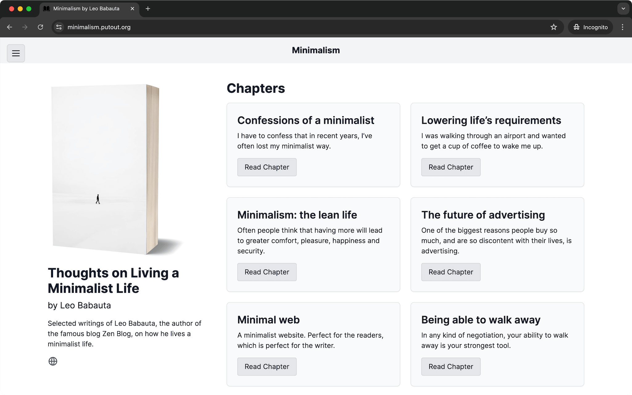 eBook website created using PutOut